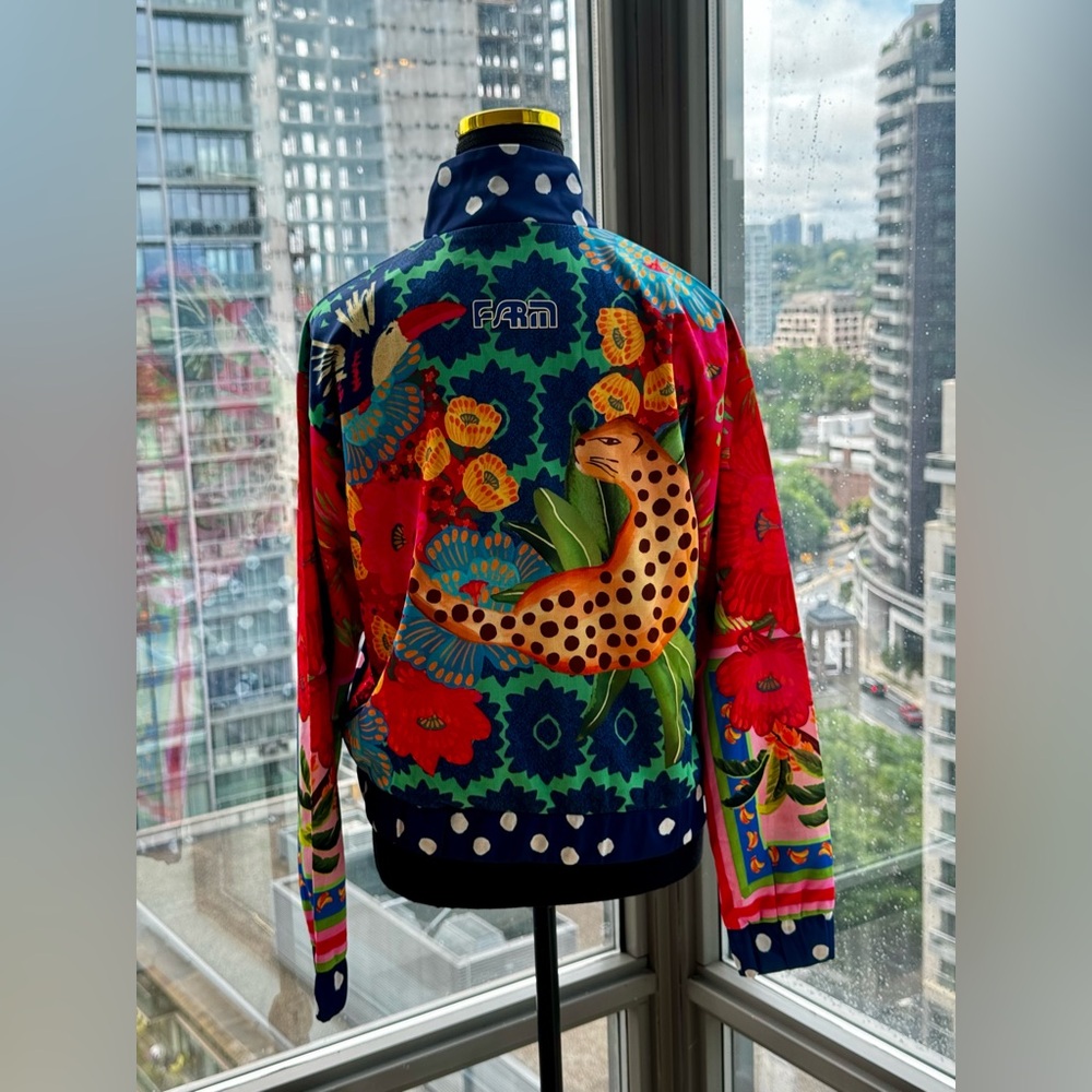 🆕 FARM Rio 🧿 NWT Jacqueta "Divertidamente Azul" - Women's Training Jacket Sz S - Picture 7 of 16